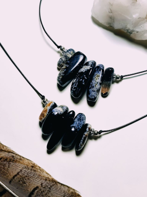 Чокер з чорного агату на шнурку