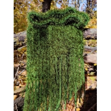 Khaki green long scarf moss with tassels