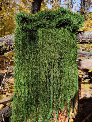 Зелений довгий шарф мох з китицями Зелений довгий шарф мох з китицями