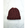 Шоколадна в'язана шапка ручної роботи з велюру Шоколадна в'язана шапка ручної роботи з велюру