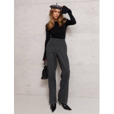 Tweed straight leg high rise pants 