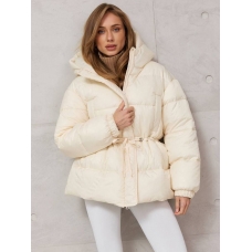 Winter ivory jacket with drawstring at the waist 