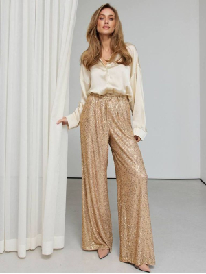 Святкові штани палаццо в паєтках