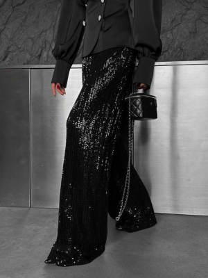 Святкові штани палаццо в паєтках