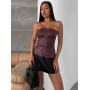Шкіряний корсет бюстье з відкритими плечима