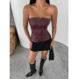 Шкіряний корсет бюстье з відкритими плечима