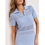 Ажурна в'язана сукня поло з коротким рукавом