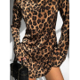Леопардова шовкова міні сукня з подовженим рукавом