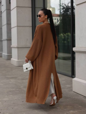 Довгий в'язаний кардиган з бавовни