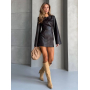 Шкіряна міні сукня з довгим рукавом Шкіряна міні сукня з довгим рукавом