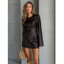 Шкіряна міні сукня з довгим рукавом Шкіряна міні сукня з довгим рукавом