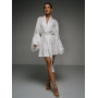 Біла коротка сукня кімоно з бавовни шиття Біла коротка сукня кімоно з бавовни шиття