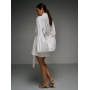 Біла коротка сукня кімоно з бавовни шиття Біла коротка сукня кімоно з бавовни шиття