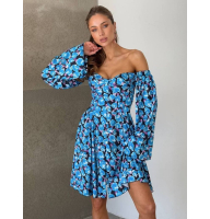 Шовкова сукня в блакитні квіти