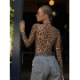 Леопардовий боді гольфик сітка з довгими рукавами Леопардовий боді гольфик сітка з довгими рукавами