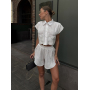 Білий лляний костюм укорочена сорочка і шорти
