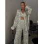 Брючний костюм 3в1 з віскози в листяний принт 