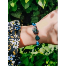 Blue bracelet with kyanite, aquamarine, and apatite