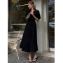Чорна лляна сукня міді на затин  Чорна лляна сукня міді на затин