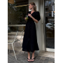 Чорна лляна сукня міді на затин  Чорна лляна сукня міді на затин
