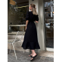 Чорна лляна сукня міді на затин  Чорна лляна сукня міді на затин