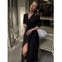 Чорна лляна сукня міді на затин  Чорна лляна сукня міді на затин