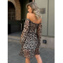 Шовкова леопардова сукня з оголеними плечима