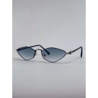 Narrow blue lenses curved sunglasses