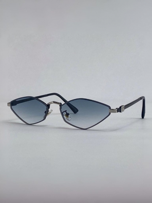 Narrow blue lenses curved sunglasses