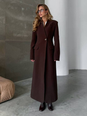 Приталене кашемірове максі пальто