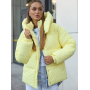 Жовтий короткий зимовий пуховик з капюшоном