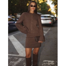 Lambswool cardigan skirt set