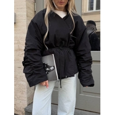 Black demi-season short kimono jacket