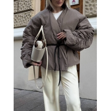 Demiseason short kimono jacket mocha