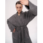 Вовняне довге сіре пальто кімоно 