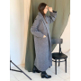 Вовняне довге сіре пальто кімоно 