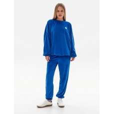 Blue elongated sweatshirt velour suit