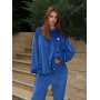 Синій велюровий костюм з подовженим світшотом