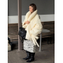 Зимовий пуховик ковдра айворі з об'ємним коміром