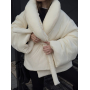 Зимовий пуховик ковдра айворі з об'ємним коміром