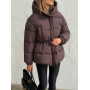 Шоколадна зимова куртка з куліскою на талії 