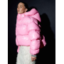 Рожевий короткий зимовий пуховик oversize