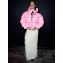 Рожевий короткий зимовий пуховик oversize