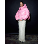 Рожевий короткий зимовий пуховик oversize