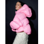 Рожевий короткий зимовий пуховик oversize