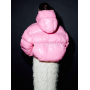 Рожевий короткий зимовий пуховик oversize