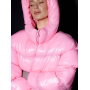 Рожевий короткий зимовий пуховик oversize
