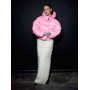 Рожевий короткий зимовий пуховик oversize