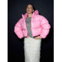 Рожевий короткий зимовий пуховик oversize