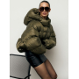 Короткий зимовий пуховик хакі oversize